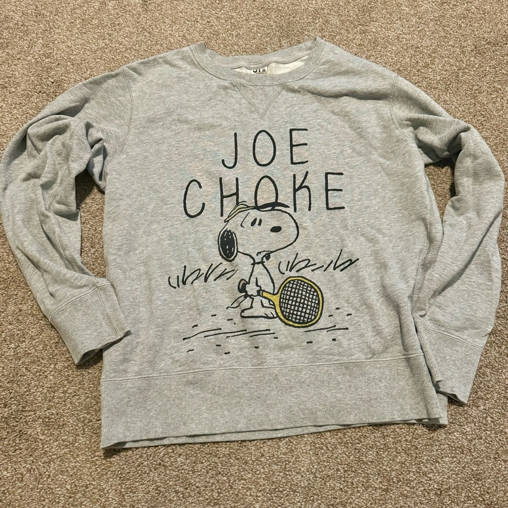 Uniqlo Peanuts Joe Choke Grey Sweatshirt Size Small